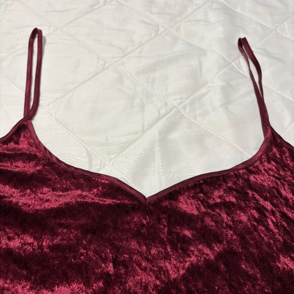 VTG Vamp Velvet Slip Dress L Burgundy Red‎ Intimate Moods Whimsigoth Romantic - Picture 6 of 8